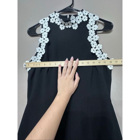 NWOT Shoshanna Ric Rac Black & White Floral Trim Min Dress Women's 6US - Picture 6 of 11